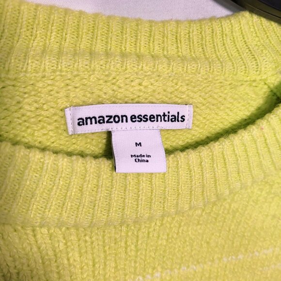 Amazon Essentials Women Soft-Touch Crewneck Novelty Knit Sweater Green/White  M - Picture 4 of 9